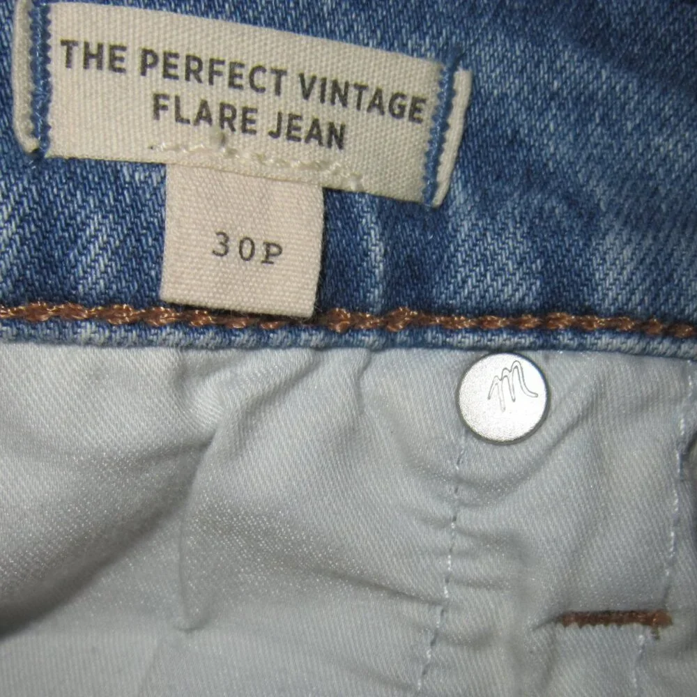 Madewell Jeans 30P 30 The Perfect Vintage Flare Blue Denim Wide High Rise Boho - Picture 4 of 4